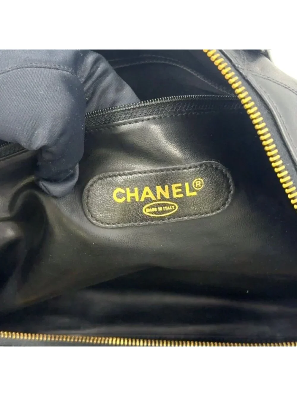 Chanel Bicolor 2-Way Leather Black Boston Bag Gold